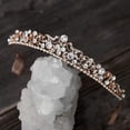 thumbnail image 5 of Corona nupcial con diamantes de imitación, tiara de princesa, tocados de joyería para mujeres y niñas, tiaras y coronas de boda de oro rosa con peine lateral, 5 of 5