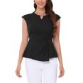 thumbnail image 1 of Camisetas de trabajo casuales para mujer INSPIRE CHIC con cuello en V y mangas cortas, talla XL, color negro, 1 of 6