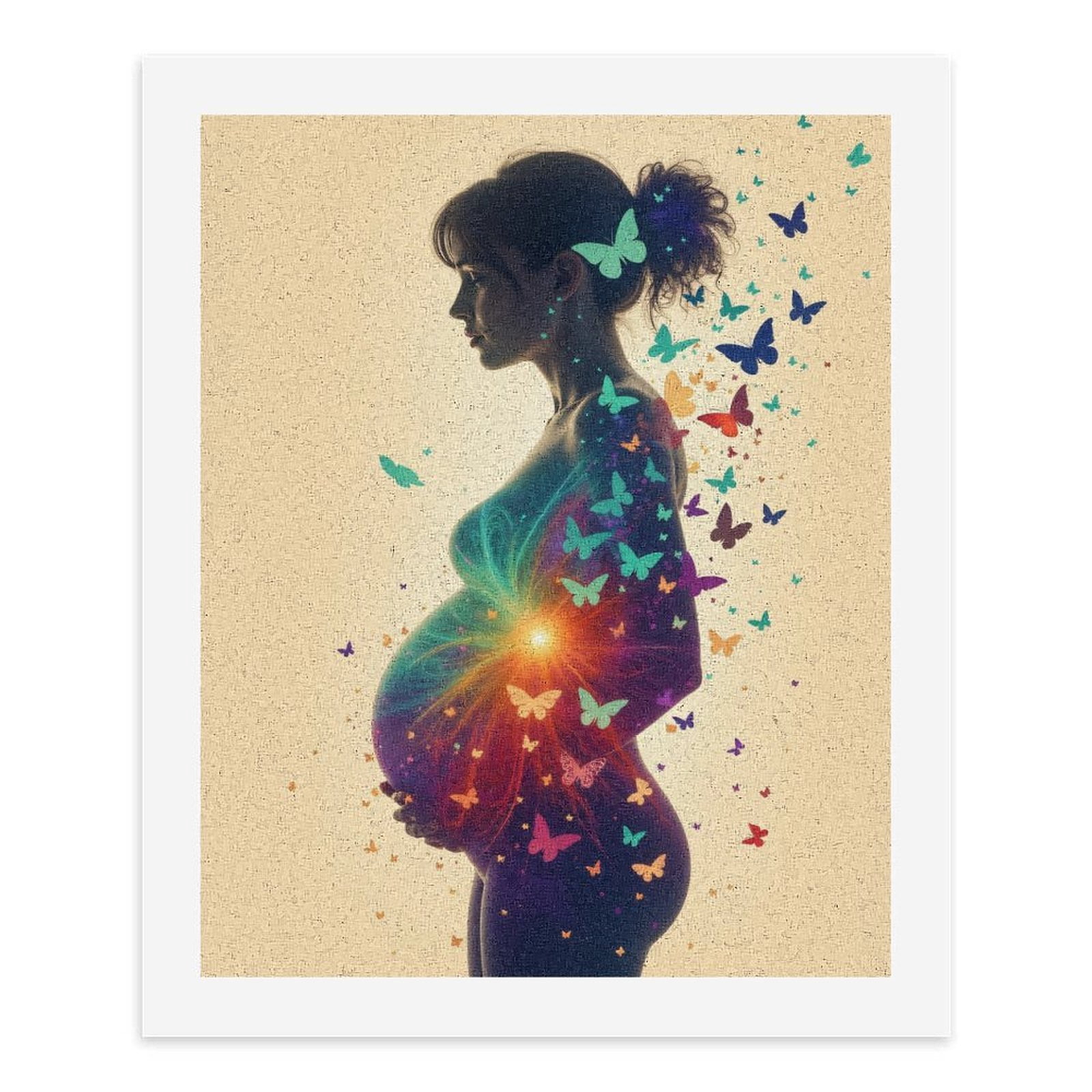 Paint By Numbers Kit for Adults Beginner - DIY Pregnant Woman Butterflies Light Art Canvas Painting Kits for Adults, Frameless Paint By Number for Adults for Home Wall Decor 16x20 Inch