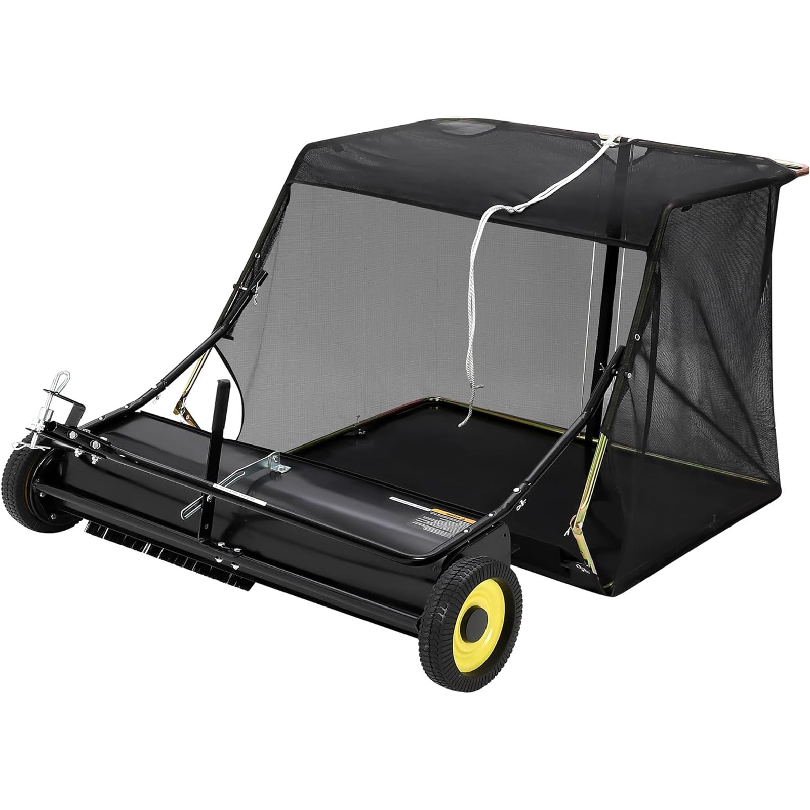 M optimized 44" Tow Behind Lawn Sweeper, Pull Behind Grass Sweeper Leaf Collector with Adjustable Height and Easy Dumping
