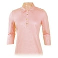 thumbnail image 1 of Monterey Club Women's Rosy Emboss Texture 3/4 Sleeve Golf Polo Shirt #2434, 1 of 2