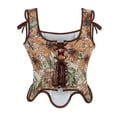 thumbnail image 3 of Women's Renaissance Floral Overbust Corset Lace Up Front Bustier Corset with Zipper Coffee M, 3 of 5