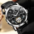 thumbnail image 3 of OLEVS Automatic Watches for Men Self Winding Mechanical Skeleton Flywheel Multifunction Luxury Dress Roma Rumerals Calendar Waterproof Luminous Men Wrist Watches Leather, 3 of 13