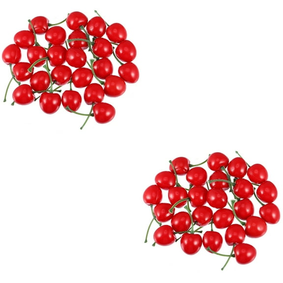 50 Pcs Simulated Cherries Decor Crafts Fake Cherry Fruit Piece Pieces Red Foam