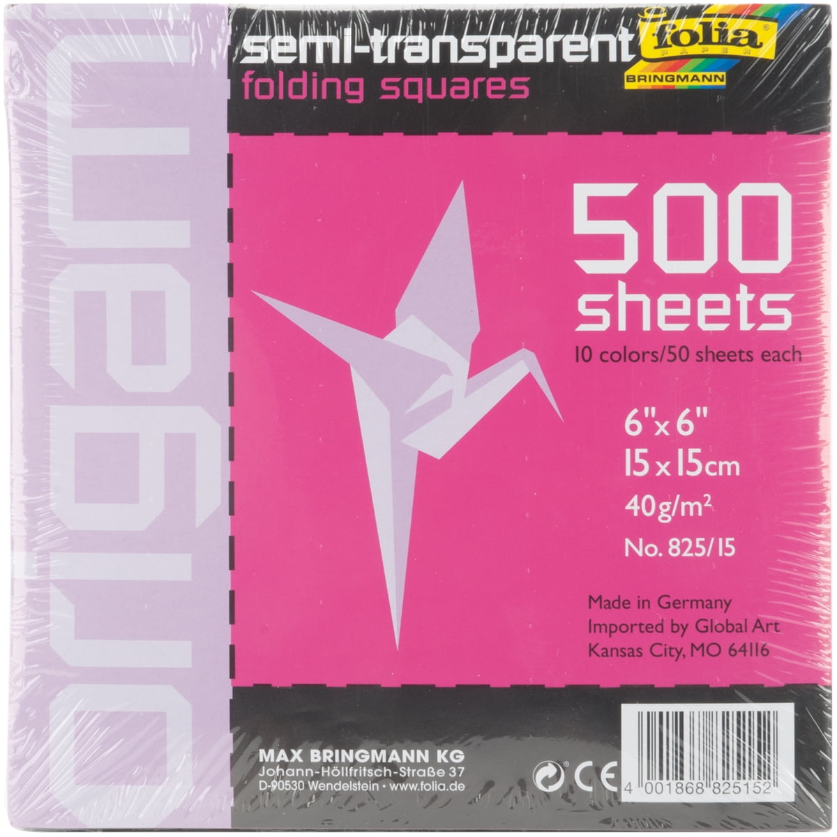 Global Art Materials 8950 Folia Origami Paper 6-Inch-by-6-Inch White 500 Sheet Bulk Pack 6 x 6 