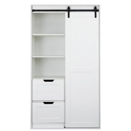 

71-inch Wardrobe Cabinet Clothes Locker Organizer Classic Sliding Barn Door