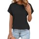 thumbnail image 1 of Tops de Verano de Mujer Suelto Ajuste Primavera Y Verano Suéter Casual Color Sólido Manga Corta Cuello Redondo, Camiseta Suelta de Poliéster, 1 of 9