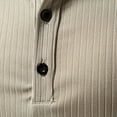 thumbnail image 4 of WREESH Men's Casual Solid Fashion Pullover with Three Button Ribbed Stripe, Short Sleeve T-Shirt Top for Stylish Comfort Khaki, 4 of 9