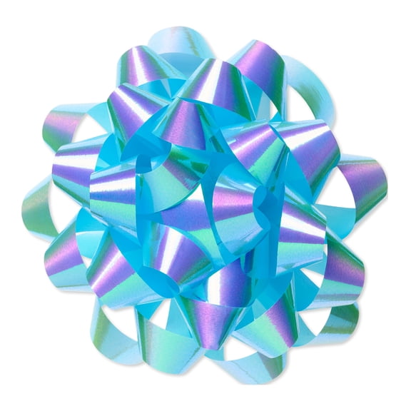 American Greetings 4.25 in. Iridescent Aqua Confetti Poly Gift Bow (1-Count)
