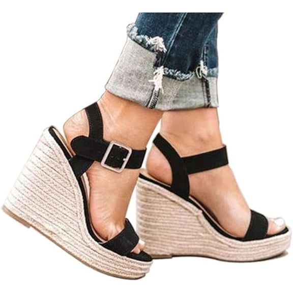 Wedges for Women Platform Sandals Wedge Heels for Sandals Comfortable Summer Espadrille Shoes Ankle Strap&Open Toe
