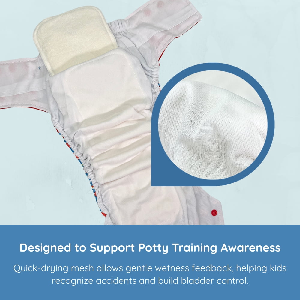 EcoAble Hybrid Cloth Diaper: Potty Training, Swim, Special Needs, PUL (Sz 3, Bang Boom Comic)