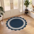 thumbnail image 2 of Garvee 4'x4' Scalloped Washable Round Area Rug Natural Jute Carpet, Non Slip Low Pile Rug for Patio, Living Room, Bedroom, Home Decor, Blue, 2 of 7