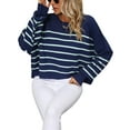 thumbnail image 5 of Wassery Women Loose Sweater Striped Print Long Sleeve Knitwear Pullover Sweater Spring Fall Warm Jumpers Tops for Women, 5 of 7
