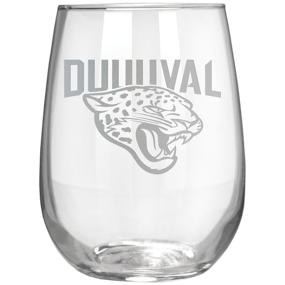 Jacksonville Jaguars Etched 17oz. Rally Cry Stemless Wine Glass