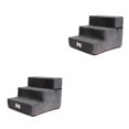 thumbnail image 1 of Ruiboury Plush Dog Stairs Ladder Non Slip Removable Zipper Cover Step Luxurious and Stylish Bed Cat Dark Grey 2Set, 1 of 1