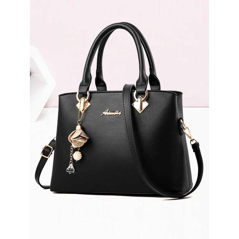 Frontwalk Handbag for Women Top Handle Shoulder Bags PU Leather Crossbody  Bag Large Capacity Purse Satchel Bag Black