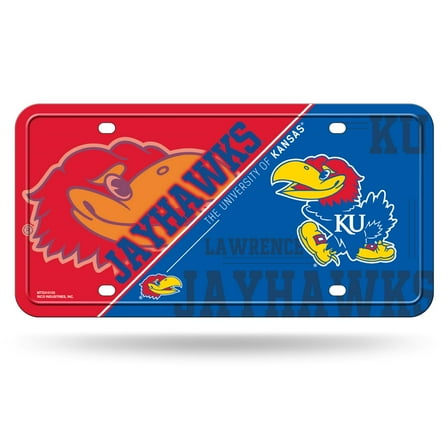 Kansas-Jayhawk's Multi-Color Standard 12x6 Metal License Plate Auto Tag