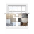 thumbnail image 2 of Abstract Color Block Sheer Curtains 45 Inches Long 2 Panels Brown Grey Geometric Modern Oil Style Light Filtering Semi Sheer Window Curtains Drapes for Bedroom Living Room 52"x45", 2 of 7