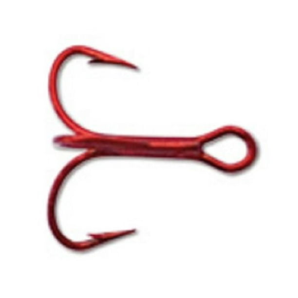 Mustad 36246 Triple Grip Treble Classic Hook, 2 Extra Short Shank, Red