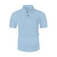 thumbnail image 1 of Blusa y camisa de manga corta con cuello vuelto para hombre, blusa de manga corta de seda helada con solapa y botones para hombre, 1 of 4
