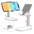 thumbnail image 3 of Cell Phone Stand, Fully Adjustable Angle Height for Desktop, Foldable Phone Holder Compatible with Samsung, Google, Apple - Color White, 3 of 5