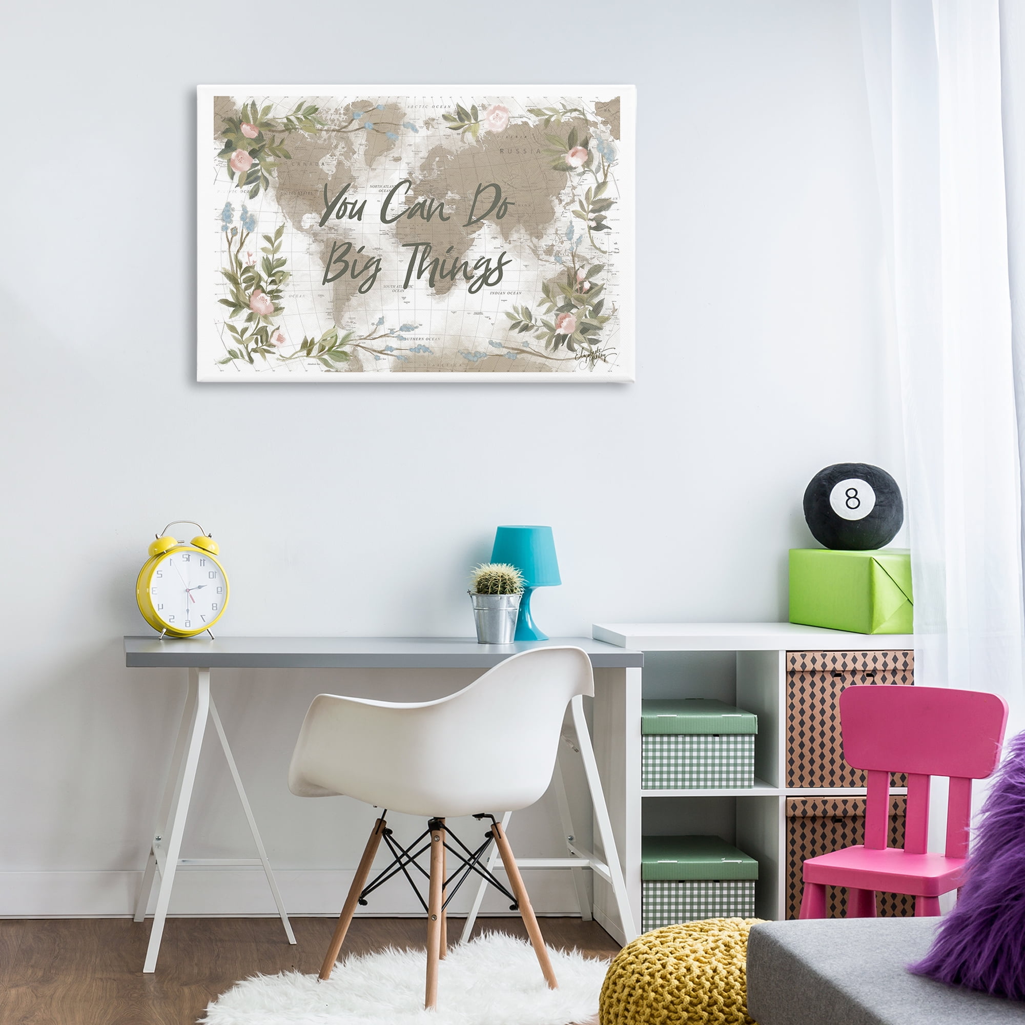 Stupell Industries Inspirational Floral Map Plants & Flowers Painting Wrapped Canvas Art Print Wall Art, 36 x 24