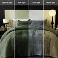 thumbnail image 3 of Velvet Quilt Queen Size, Oversized Bedspread Quilted Bedding Set, Luxurious Soft Coverlet Set Lightweight Velvet Comforter for All Season with Pillow Shams 90x96 Army Green Striped Queen, 3 of 6