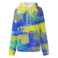 thumbnail image 4 of Blouses for Women Business Casual Winter Loose Fit Hooded Long Sleeve Batwing One Shoulder Drawstring Tie Dye Printed Leisure Cotton Sweatshirts Hoodies(Yellow,M), 4 of 5