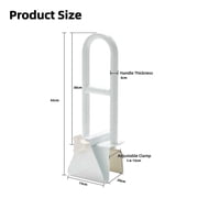 YUANLIN Adjustable Clamp-on Bathtub Grab Bar, White, Height-Adjustable Safety Rail, 6.6lbs