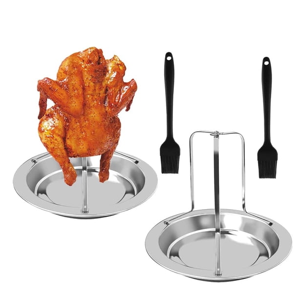 Soporte para pollos a la cerveza, asador vertical para pollos, perfecto para aventuras culinarias al aire libre, diseño compacto, para asar a la parrilla varias aves, soporte de acero inoxidable de