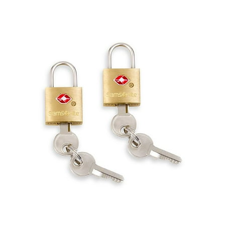 Samsonite® Brass Locks (Set of 2), Each lock includes two keys, rigors of baggage handling