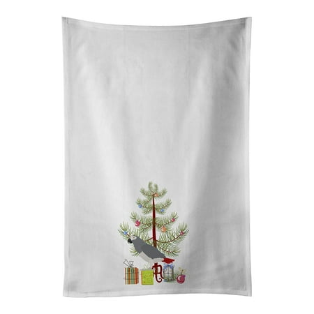 

African Grey Parrot Merry Christmas White Kitchen Towel Set of 2 19 in x 28 in