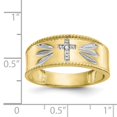 thumbnail image 3 of 10K Yellow Gold Ring Band Wedding Diamond Round & Rhodium .01ct. Trio Men's Cross , Size 6, 3 of 5
