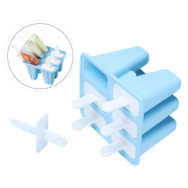Ice Cream Making , Reusable DIY Ice Cream with PP Long Handle for Freezing Foods, Food Grade Silicone Blue, Household Ice Cream for Juice, Yogurt, Pudding