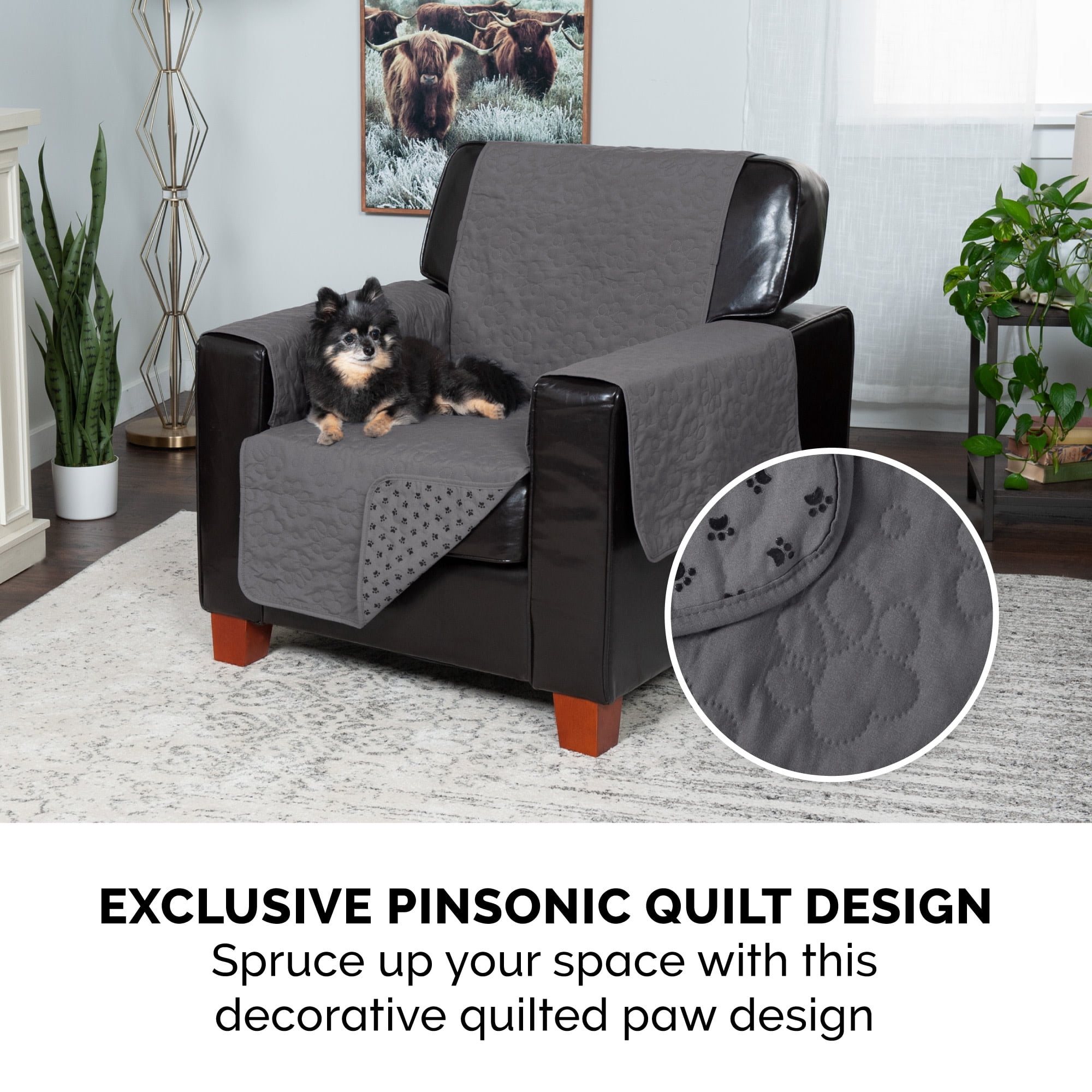 FurHaven Waterproof Slip-Resistant Furniture Protector, Gray, Loveseat, 1 Count