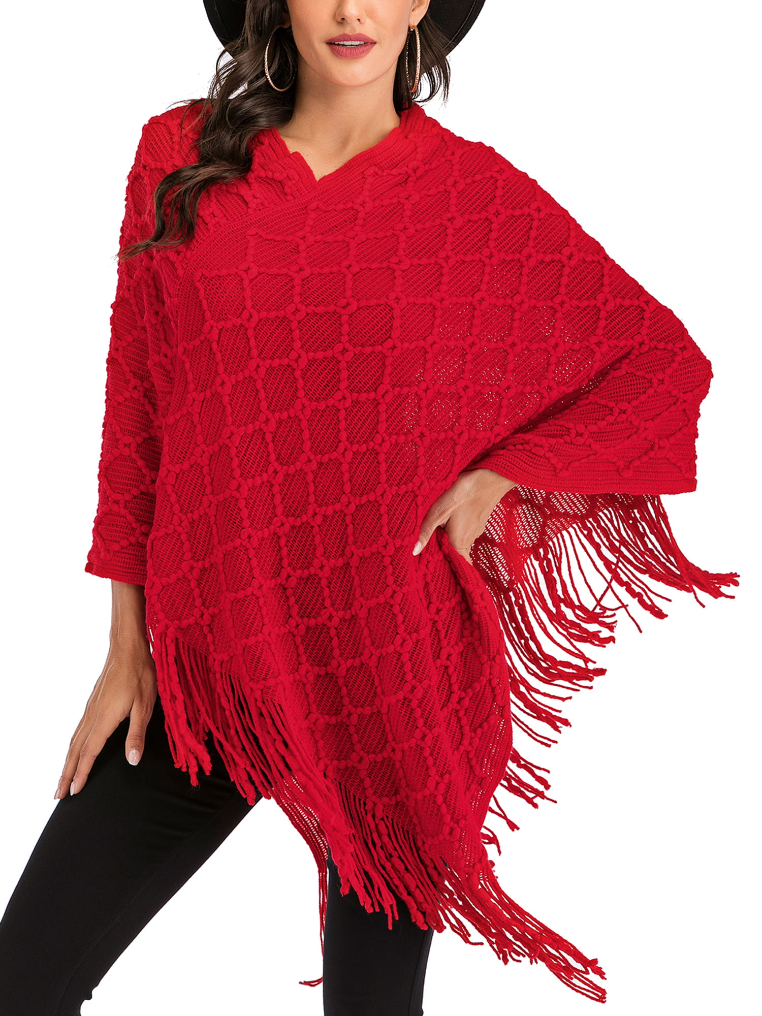 Knitted adult poncho,one size,Asymmetric Adult Poncho