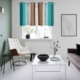 thumbnail image 4 of Aqua Teal Kitchen Curtains Small Short 39 Inch Length, Farmhouse Wood Grain Vintage Brown Striped Grommet Top Bedroom Living Room Curtains, Light Filtering Cafe Curtain Drapes 2 Panels Set 55''x39'', 4 of 9