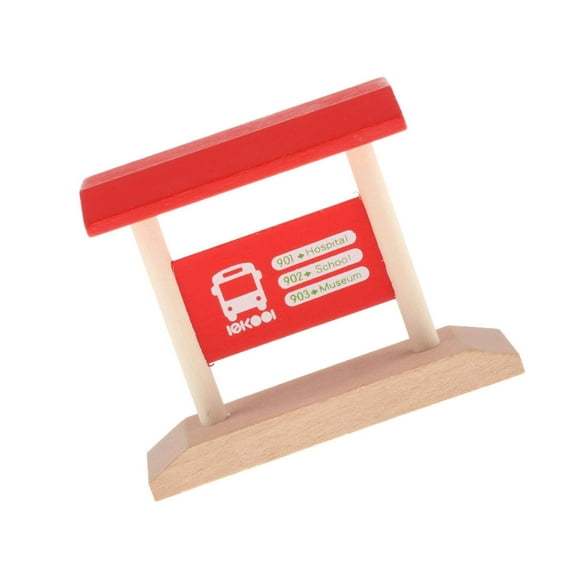 Realistic Kids Wood Plastic Train Scene Accessories Building Train Railroad Track Carve Play Set Toys Bus Stop