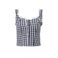 thumbnail image 6 of Biekopu Women's Summer Tank Tops Sleeveless Button Down Plaid Print Lace Trim Casual Crop Tops, 6 of 7