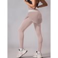 thumbnail image 2 of PISONIC Sports Long Pants with Color Block Design and Built-in Pockets, High Waist Butt-Lifting Fitness Yoga Leggings for Cycling, Gym, Running, 2 of 13