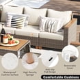 thumbnail image 4 of 8-Piece Wicker Outdoor Patio Furniture Set with Thick Cushion & 2 Patio Swivel Rocking Chairs, All-Weather Wicker Conversation Sectional Chair Sofa Set with A-cacia Storage Table, Beige+Brown, 4 of 9