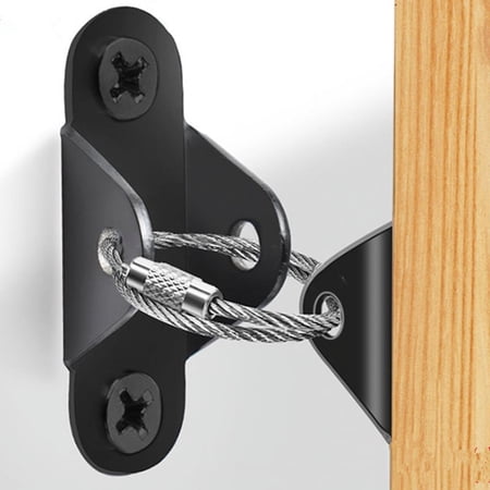 Tutuviw Furniture Anchors for Baby Proofing Anti-tip Wall Anchor Earthquake Tip Resistant Furniture Brackets, Furniture Secure Straps 2PCS Black