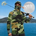 thumbnail image 3 of SEANATIVE Fishing Shirts for Men Hooded Sun Protection Rash Guard Long Sleeve Breathable Athletic Hoodie with Face Mask, for Outdoor Hiking Camping Fishing, S, Green Camouflage Print, 3 of 7