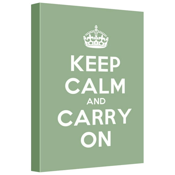 wall26 Art Mural Galerie Enveloppe Impressions sur Toile, Keep Calm & Carry on, Décoration Maison Olive Tendue, Prêt à Accrocher, 12 Pouces L X 18 Pouces L, Vert