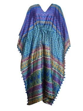 Mogul Pom Pom Women's Beach Bikini Cover Up Maxi Caftan Dress 3X