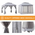thumbnail image 4 of Sunjoy 11x11 ft. Pop-Up Instant Gazebo, Outdoor Portable Steel Frame 2-Tier Top Canopy/Tent with Netting and Carry Bag, Gray, 4 of 9
