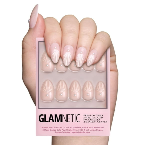 Pantalones cortos Glamnetic Honeymoon de Press On Nails, color almendra nude, 30 unidades