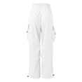 thumbnail image 4 of OOOUM Kids Cargo Pants Elastic Waist Solid Color Wide Leg Pants With Pocket Loose Fit Casual Straight Leg Jeans For Hiking Running White 7-8 Years, 4 of 9