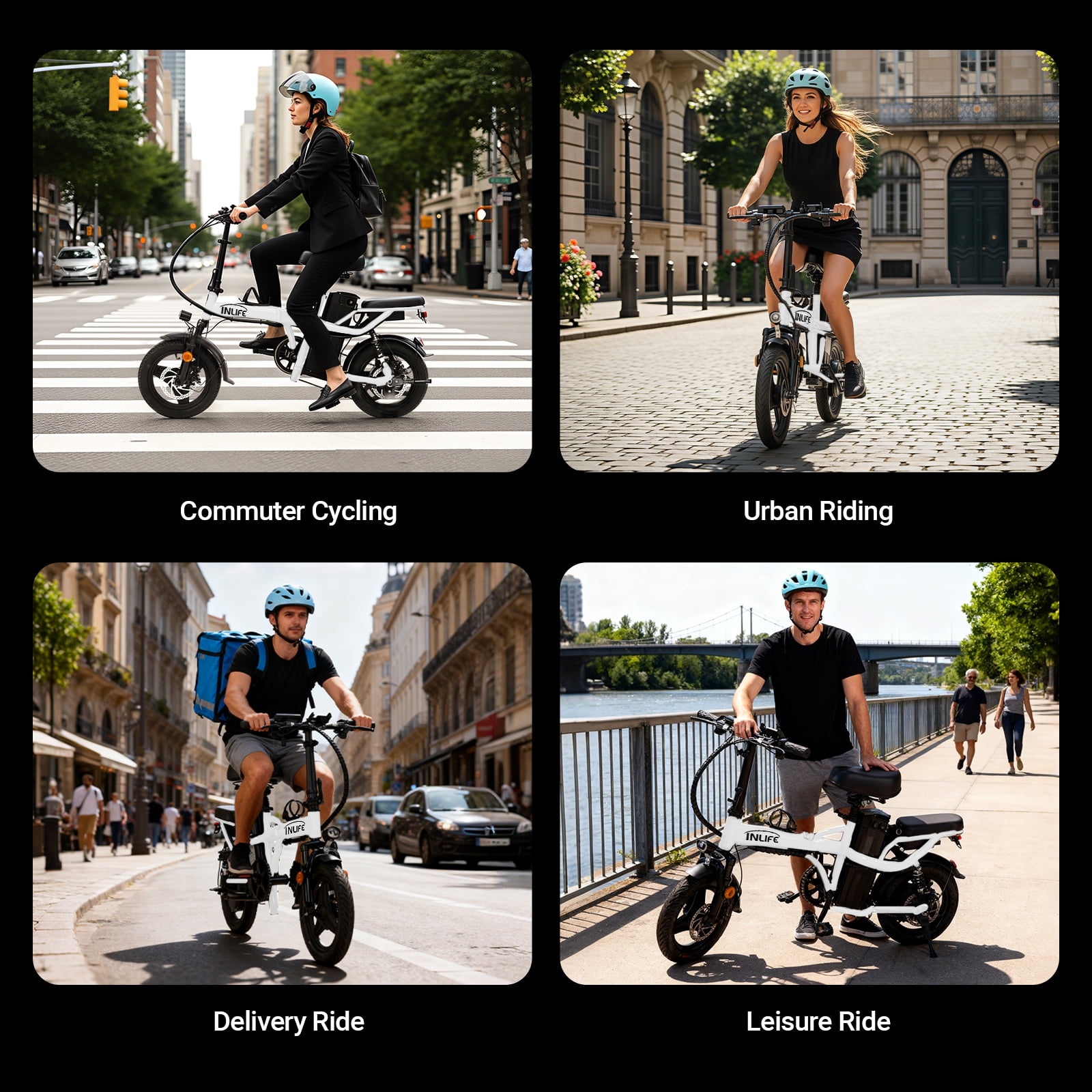 Inlife 14" Folding Electric Bike 15AH Battery Ebike 900W Electric Folding Bicycle 35 Miles Range