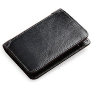 GOIACII Slim Wallet for Men Genuine Leather RFID Blocking Trifold Wallet with 2 ID Window